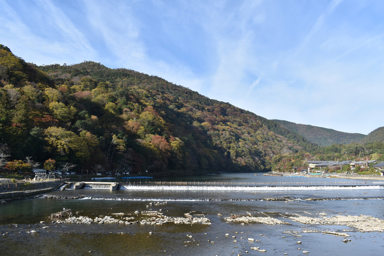 秋の渡月橋_紅葉に染まる嵐山