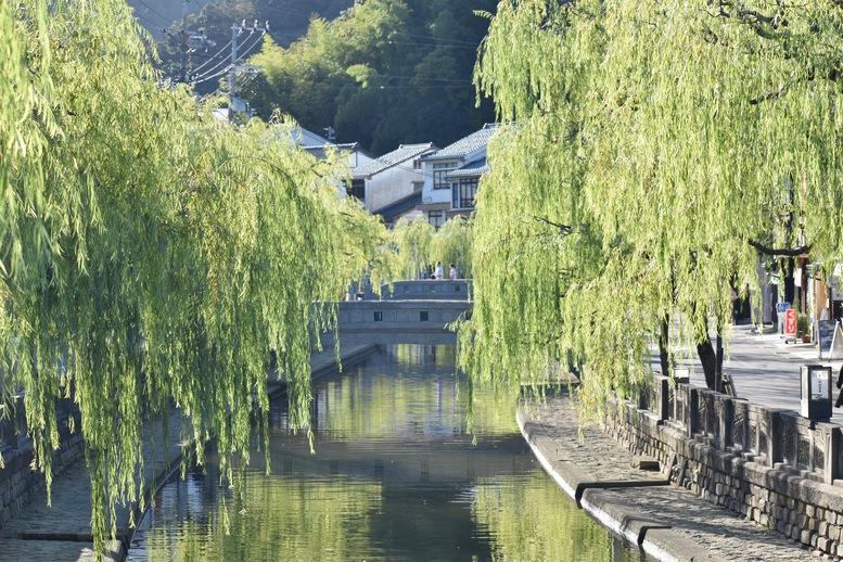 城崎温泉ぶらり旅_柳通り_温泉街の風景_晴れの日