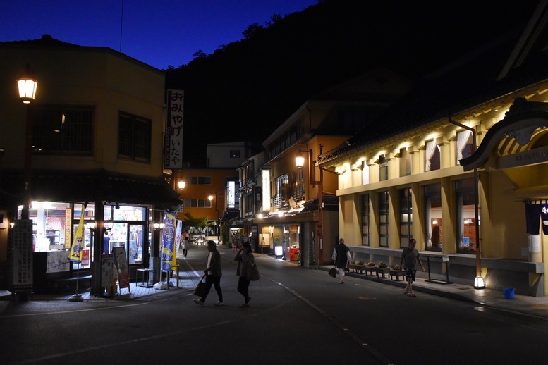 城崎温泉ぶらり旅_夜のライトアップ温泉街_一の湯