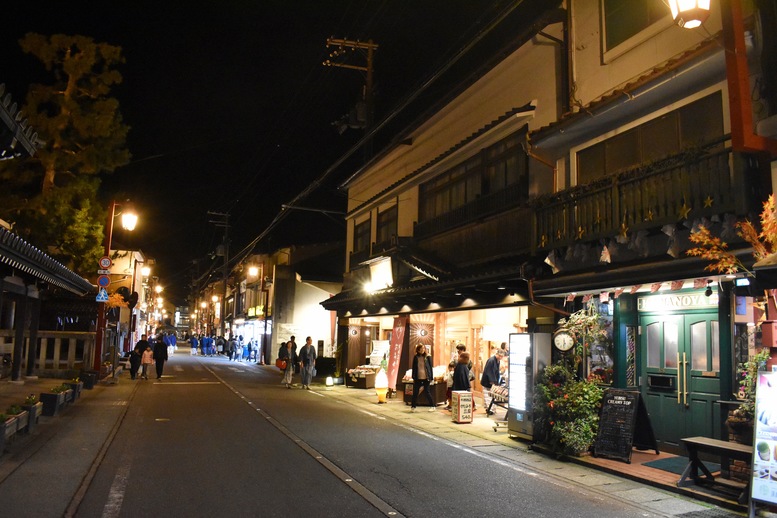 城崎温泉ぶらり旅_夜のライトアップ温泉街