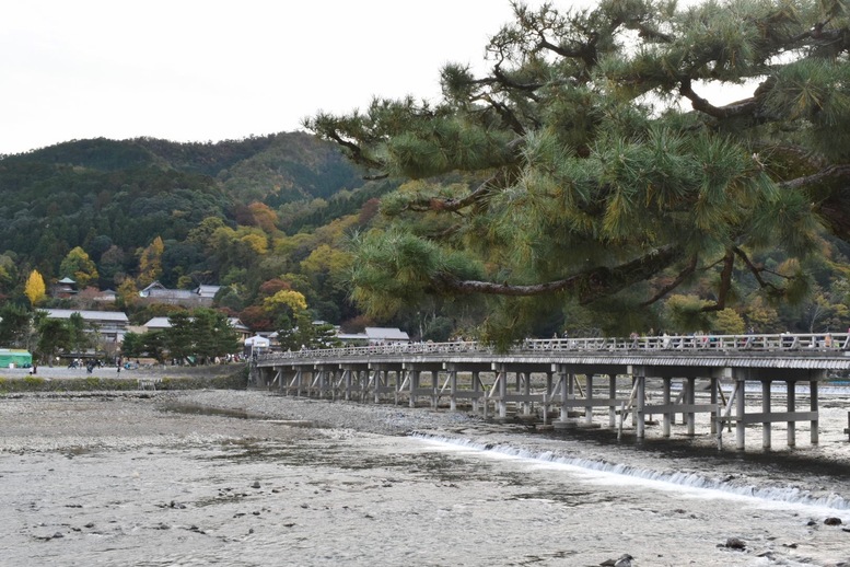 秋の渡月橋_紅葉に染まる嵐山