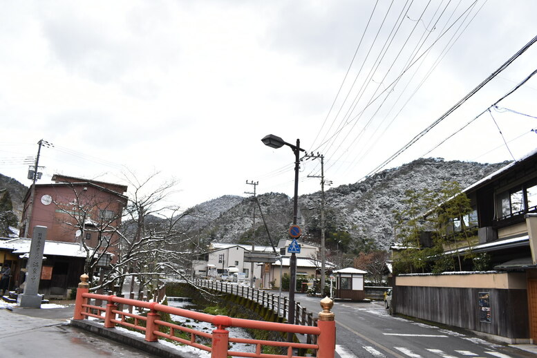 城崎温泉の雪景色_薬師橋