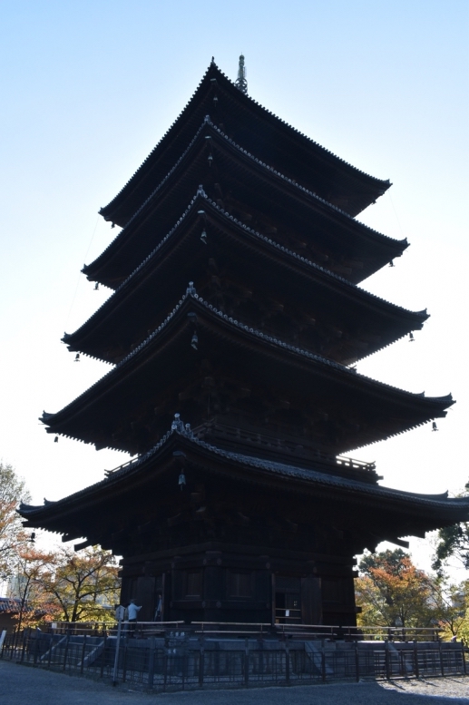 紅葉の東大寺_朝日と五重塔