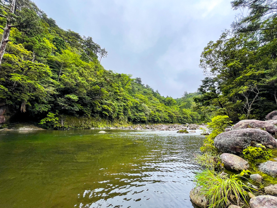 屋久島_縄文杉トレッキング_安房川で休憩