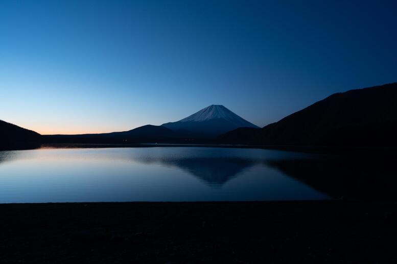 富士五湖ランキング-一番深い最大深度_夜明けの本栖湖