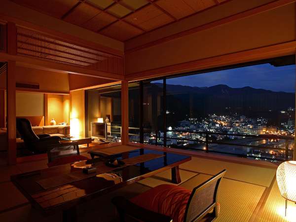 カップルにオススメの下呂温泉の人気高級旅館_しょうげつ-客室からの夜景