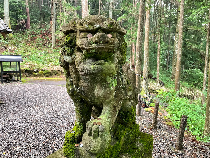 【岐阜観光】モネの池の見頃とアクセス-根道神社の狛犬