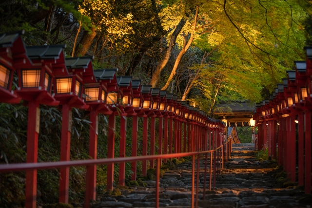 貴船神社の歴史-平安時代以降_紅葉のライトアップ